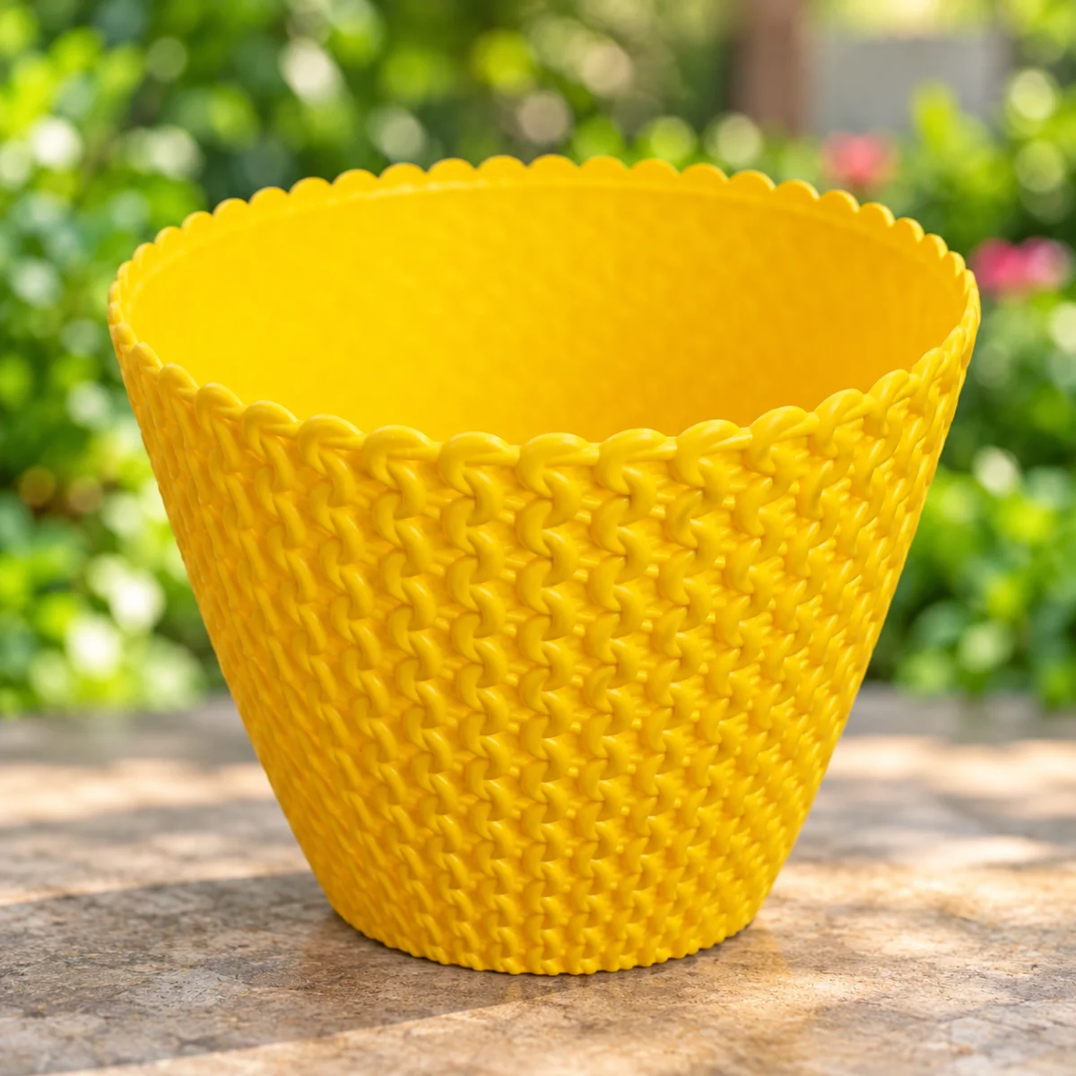 Decorative-woven-pattern-planter(yellow colour)