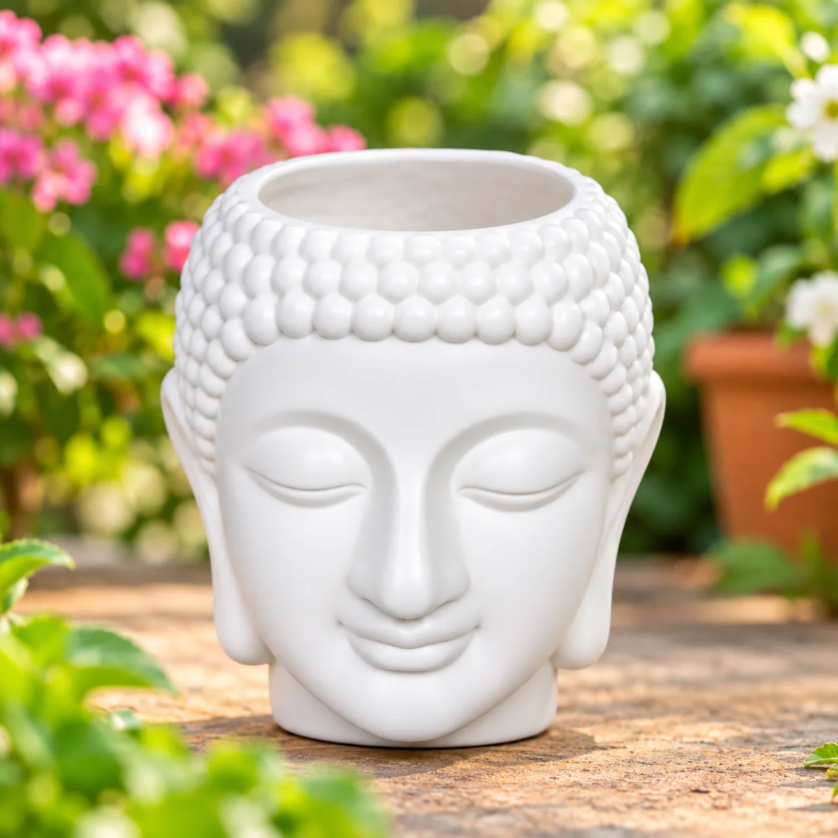 white-buddha-head-planter(small size)